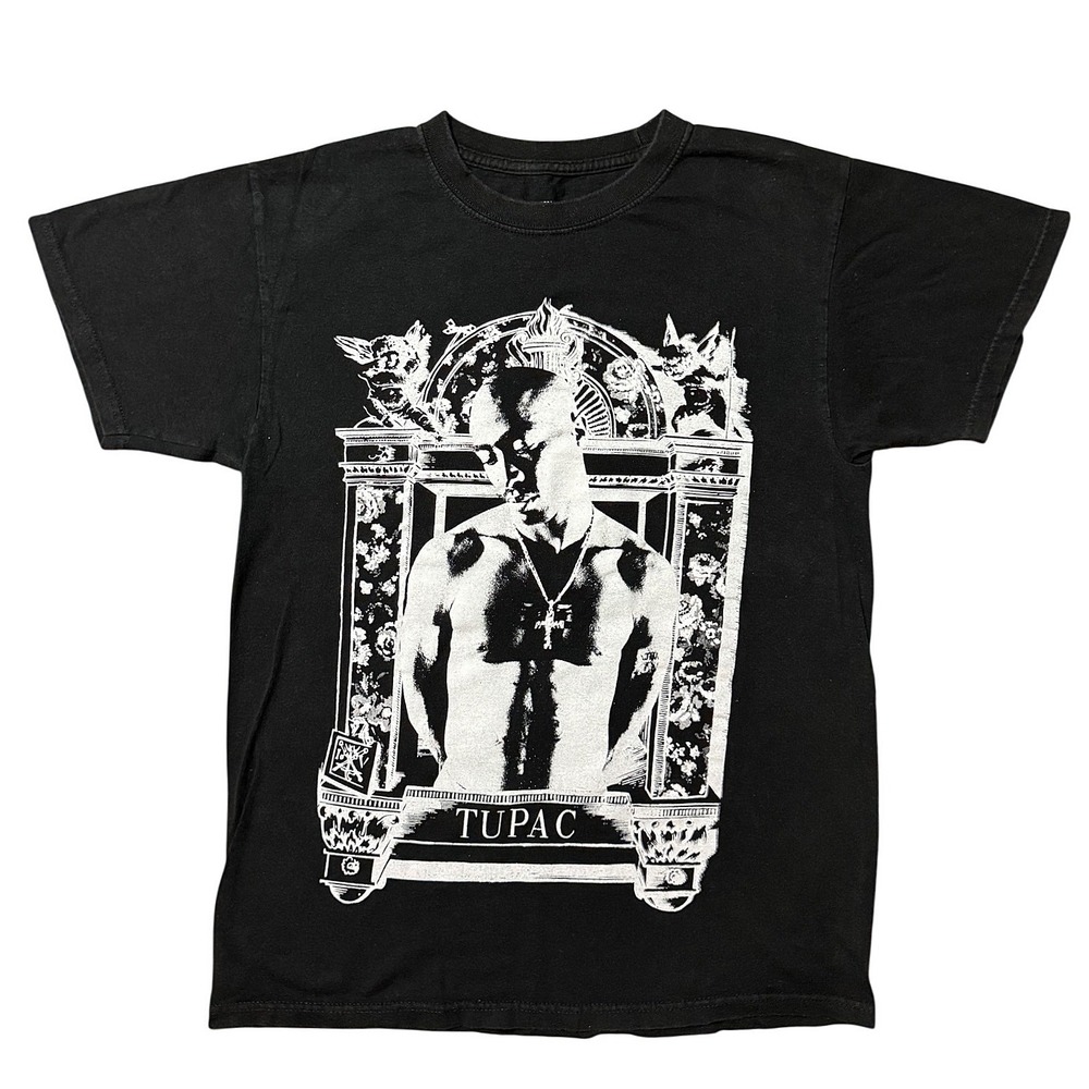 Tupac Shakur Graphic T-Shirt Mens Small Black White Portrait 2014 Rap Tee